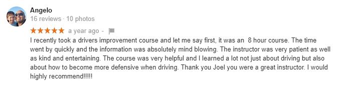 Driver Safety Training testimonial